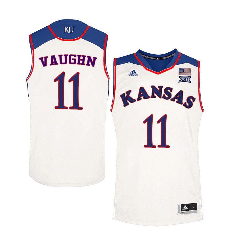 Men Kansas Jayhawks #11 Jacque Vaughn College Basketball Jerseys-White